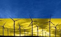 Ukrainsk flag med vindmøller 